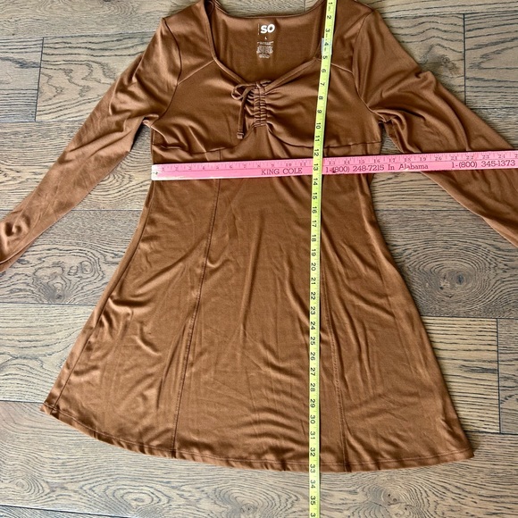 NWT Sonoma Juniors Brown Long Sleeve Princess Fit & Flare Dress Size Large - Picture 6 of 8